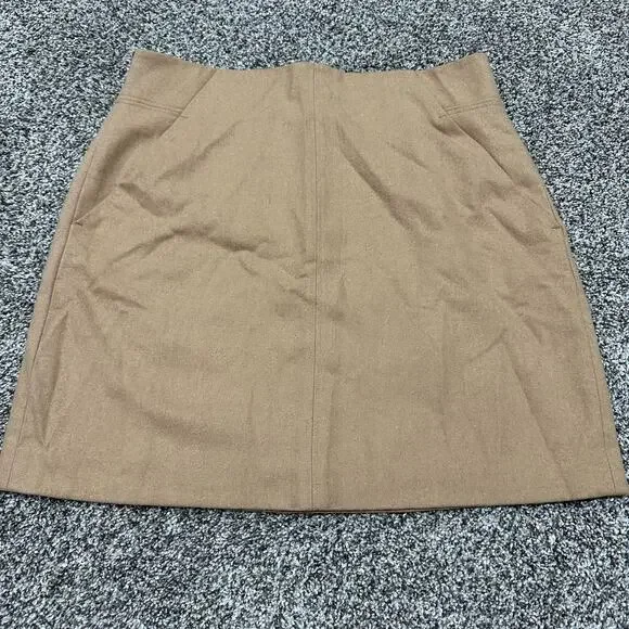 New without tags, LOFT Wool Mini Tan Zip Skirt, Size 4 - Picture 1 of 10